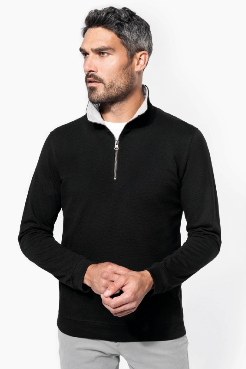 Trucker > sweat-shirt piqué col zippé homme