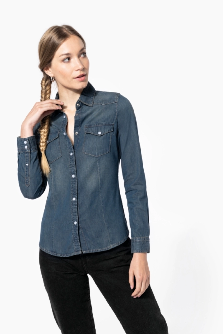 Chemise denim manches longues femme