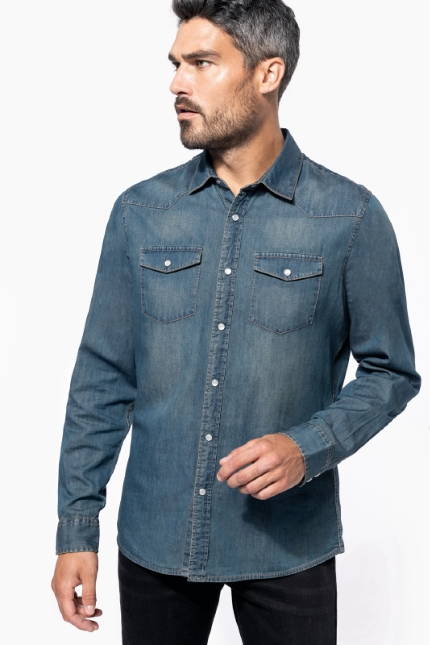 Chemise denim manches longues