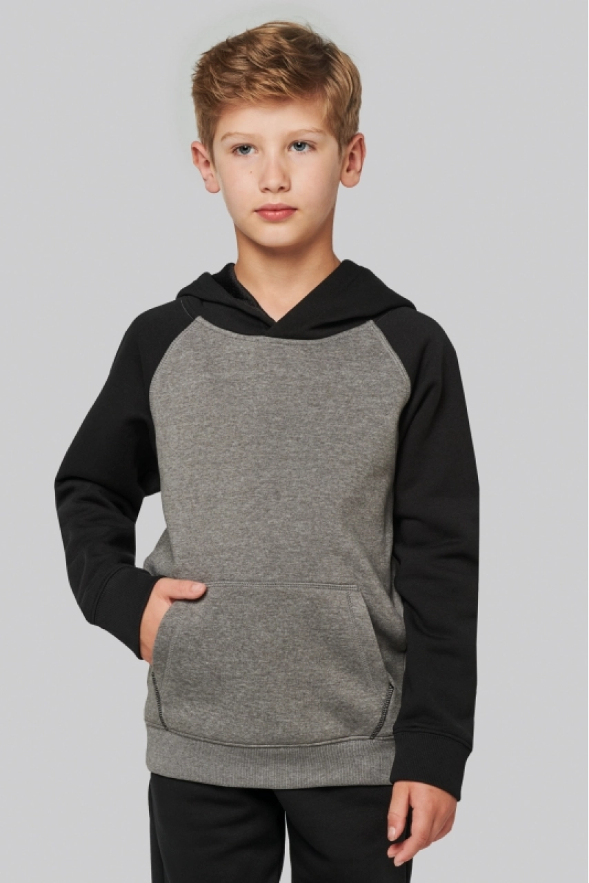 Sweat-shirt capuche bicolore enfant