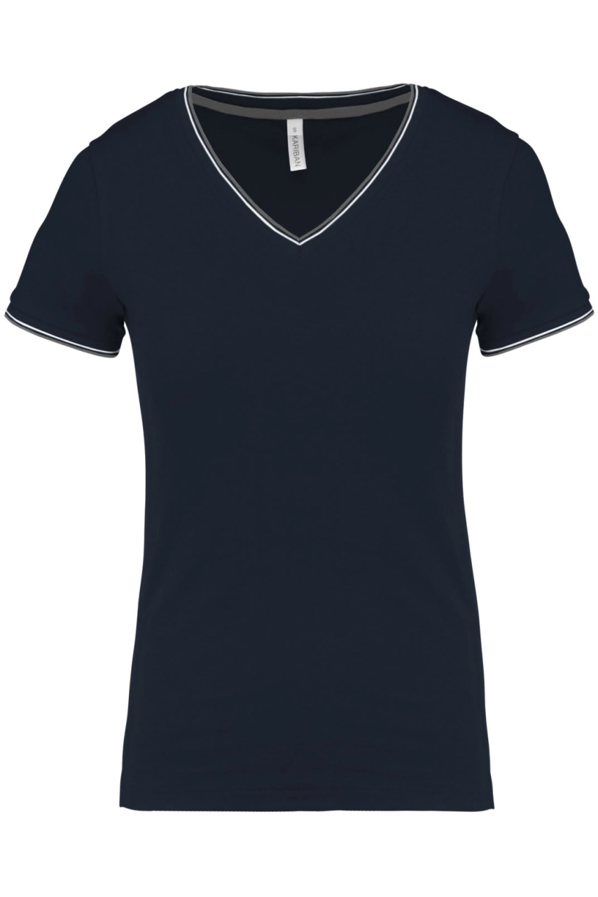 T-shirt maille piquée col V femme